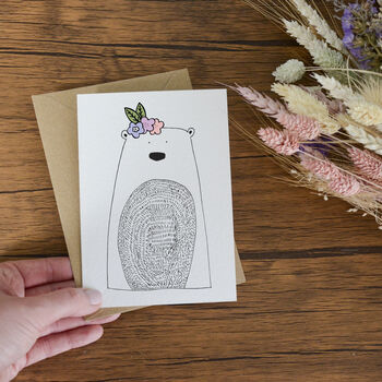 Illustrated Bear Floral Crown Greeting Card, 2 of 4
