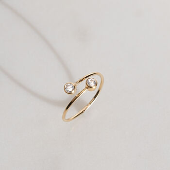 Gold Filled Diamond Open Adjustable Ring, 4 of 10