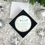 My First Christmas Baby Boy Garland Ceramic Disc Hanging Decoration Bauble + Gift Box, thumbnail 2 of 6