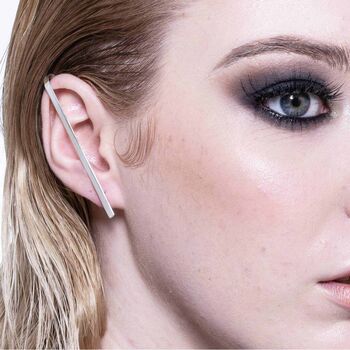 Sterling Silver Bar Ear Cuff Stud Earring, 5 of 7