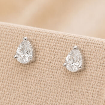 Sterling Silver Pear Moissanite Stud Earrings, 2 of 4