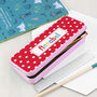 Personalised Girl's Patterned Pink Pencil Case Tin, thumbnail 4 of 11