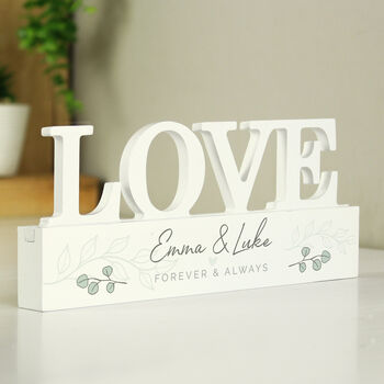 Personalised Botanical Wooden Love Ornament, 2 of 3