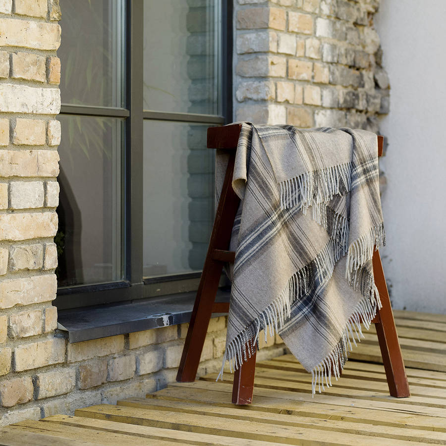  grey  and brown baby alpaca throw bella  square  by woolme 