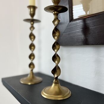 Pair Of Vintage Brass Barley Twist Candlesticks, 3 of 5