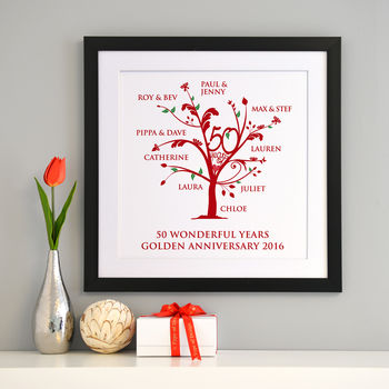 Personalised Golden Anniversary Family Tree Print, 6 of 12