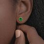 Gold Plated Sterling Silver May Emerald Birthstone Stud Earrings – 7mm, thumbnail 3 of 9
