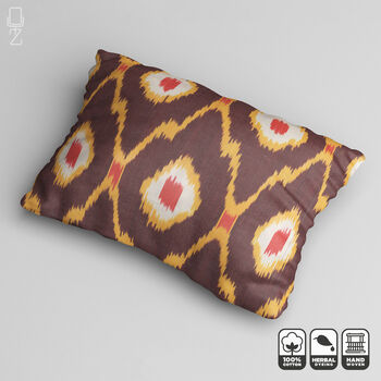 Brown Handwoven Cotton Ikat Pillow Cover, 3 of 5