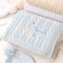 Personalised Grey Baby Blanket – Moon And Stars Name Embroidery, thumbnail 4 of 12