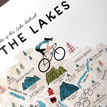 Cycle The Lakes Illustrated Map Checklist Print, 3 of 8