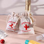 G Decor Set Of Two Hangover Kit Bags Linen Party Recovery Pouches With Red Cross Design, thumbnail 1 of 7
