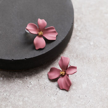 Hand Painted Flower Shaped Stud Earrings In Colours, 3 of 12
