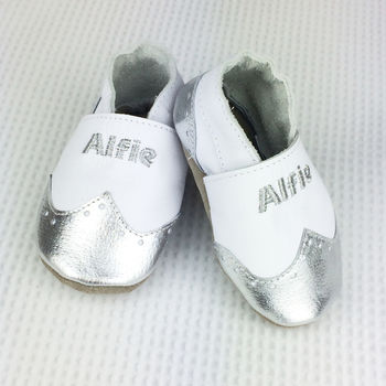 Personalised Metallic Christening Brogues Baby Shoes, 3 of 8