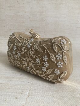 Handcrafted Raw Silk Gold Clutch Bag, 6 of 8