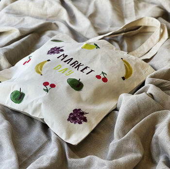 Hand Drawn Fruit Market Day Tote Bag, 4 of 4