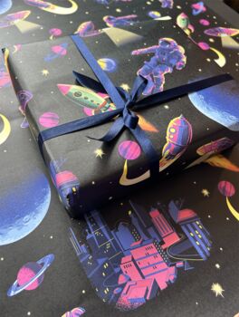 Space Gift Wrap X Two Sheets, 2 of 3