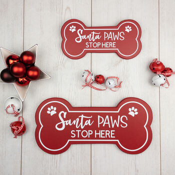 Santa Paws Stop Here Wooden Sign, 5 of 6