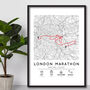 London Marathon Gift, Personalised Finishers Map Print, thumbnail 1 of 3