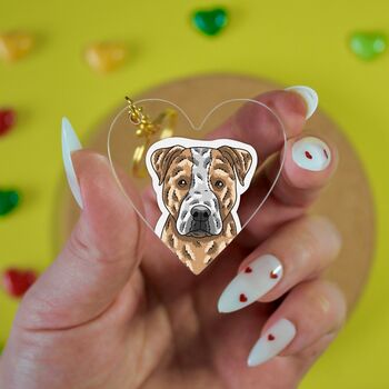 Custom Staffordshire Bull Terrier Dog Portrait Keychain, 4 of 6