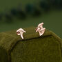 Sterling Silver Mismatched Chanterelle Mushroom 16 G Flat Back Labret Earrings, thumbnail 6 of 12