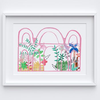 Botanical Floral Pink Glasshouse Art Print, 2 of 2