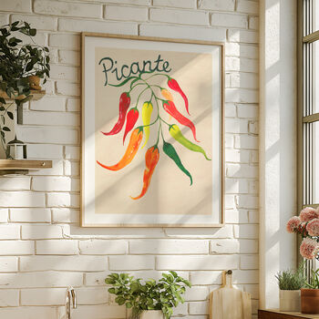 Picante Chilli Kitchen Wall Art | Hand Painted Print, 2 of 12