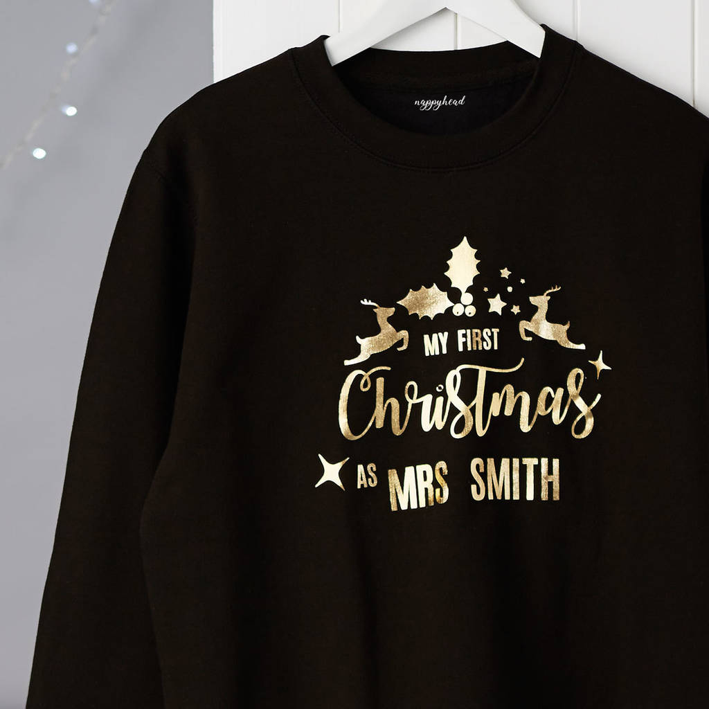 First Christmas As Mrs Personalised Christmas Jumper, 1 of 3