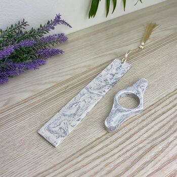 Grey Marbled Bookmark And Page Holder Giftset, 2 of 8