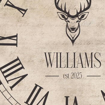 Vintage Inspired Stag Personalised Kitchen Clock, 5 of 5