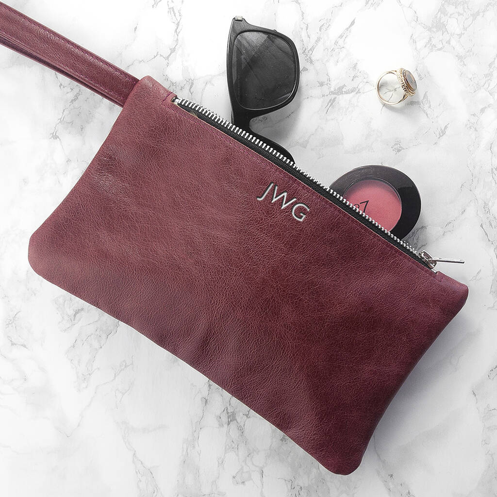 Personalised Luxury Leather Soft Clutch Bag Gift By Sassy Bloom As seen