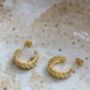 Chunky 14 K Ribbed Gold Hoop Earrings, thumbnail 1 of 5