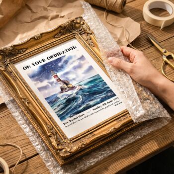 Personalised Ordination Lighthouse Print, Ordination Gift, 2 of 9