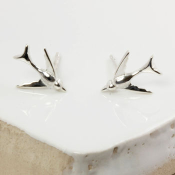 Tiny Swallow Earrings Gold Vermeil/Silver, 5 of 8