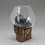 Handmade Molten Glass Decorative Bowl On Wooden Stand, thumbnail 5 of 6