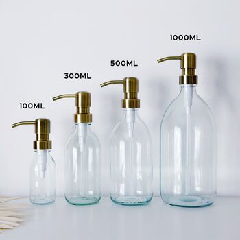 Glass Bottle With Stamped Label And Choice Of Metal Pump Colour, 4 of 4