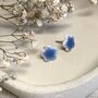 Small Blue Forget Me Not Ceramic Earrings, thumbnail 7 of 8