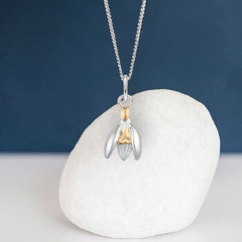 Tiny Snowdrop Pendant Necklace In Sterling Silver, 2 of 12