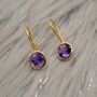 Purple Amethyst Gold Earrings, thumbnail 5 of 6