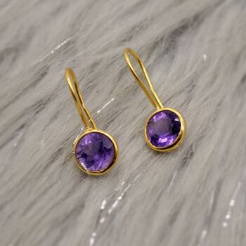 Purple Amethyst Gold Earrings, 5 of 6