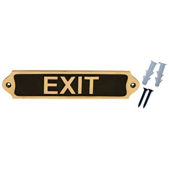 Personalised Exit Sign Vintage Style Brass Door Plaque, 5 of 7