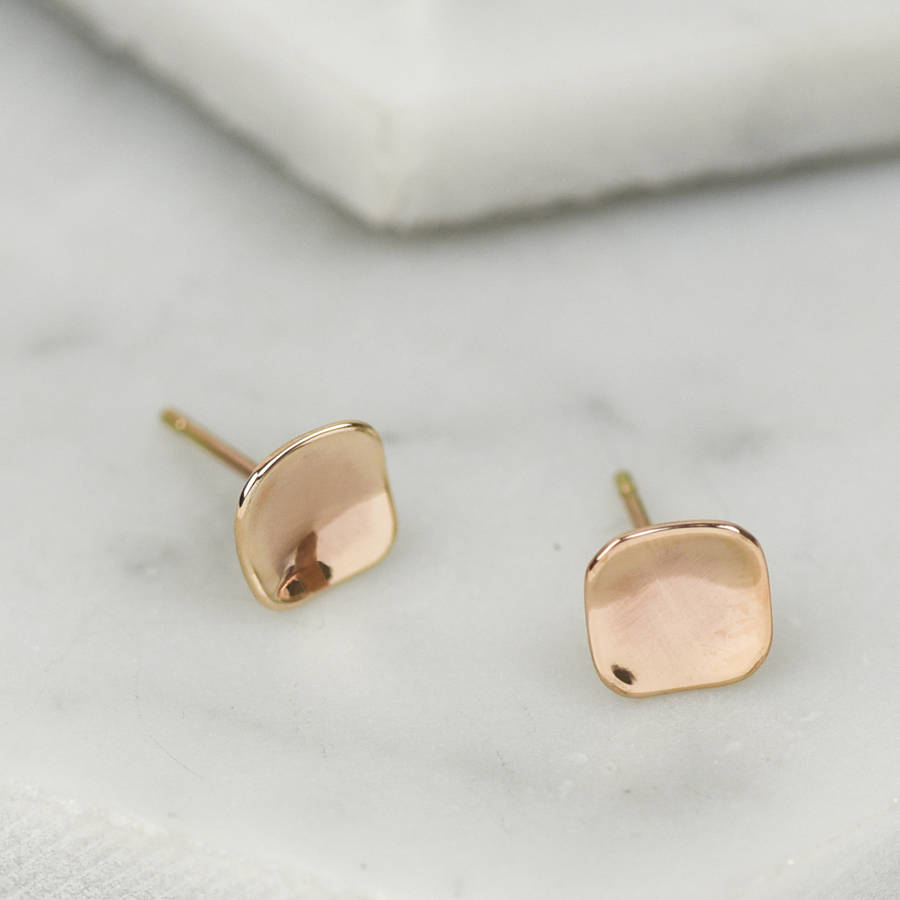 Handmade Solid Gold Concave Square Stud Earrings By Ruby Tynan ...