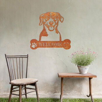 Personalised Jack Russell Terrier Welcome Metal Wall Art Sign For Home And Garden Gift, 7 of 11