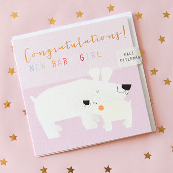 Gold Foiled Baby Girl Polar Bears Card, 4 of 5