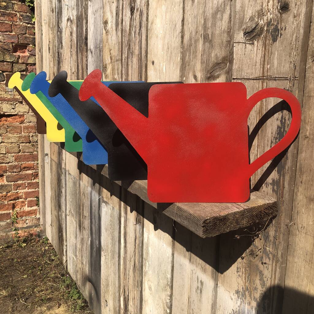 Rusted Metal Watering Can Silhouette Garden Sign By The Rustic