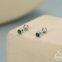 Extra Tiny Emerald Green Cz Screw Back Earrings In Sterling Silver, thumbnail 1 of 10