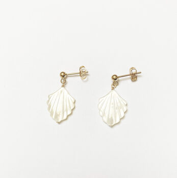 Gold Filled Mother Of Pearl Fan Earrings, 2 of 5