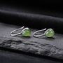 Genuine Green Jade Pear Cut Drop Hook Earrings, thumbnail 2 of 10