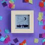 Small Square Framed Silver Bunnies Papercut, thumbnail 1 of 2