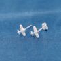 Plane Cz Stud Earrings, 925 Sterling Silver, thumbnail 1 of 7