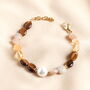 Semi Precious And Pearl Beaded Bracelet In Gold, thumbnail 1 of 3